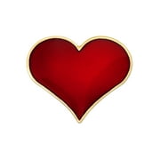 PinMart Red Heart Gold Plated Valentines Day Enamel Lapel Pin 3/4"