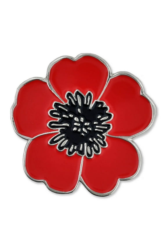 's Red Poppy Flower Remembrance Memorial Day Lapel Pin w/ Magnetic Back