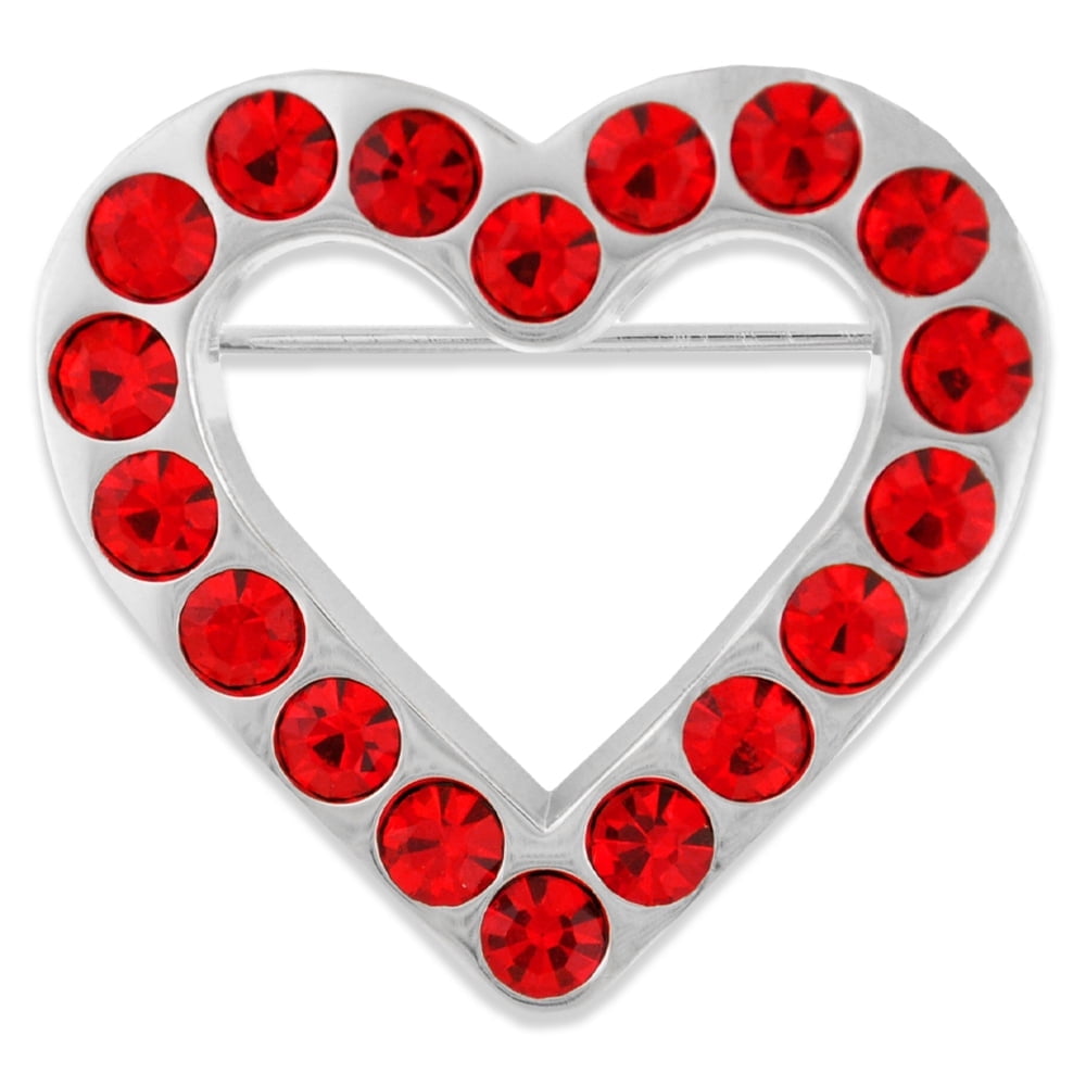 PinMart's Red Rhinestone Heart Valentine's Day Brooch Pin - Walmart.com