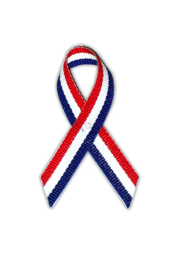 's Red White Blue American Flag USA Cloth Awareness Ribbon for Men and Women - 25 Pack w/ Safety Pins