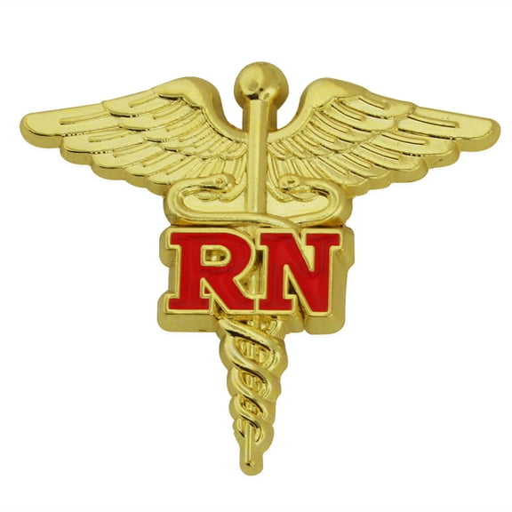 PinMart's Registered Nurse Red RN Gold Caduceus Lapel Pin