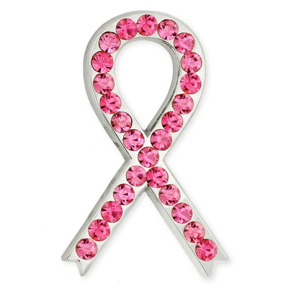 PinMart's Rhinestone Pink Awareness Ribbon Pin