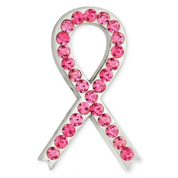 PinMart's Rhinestone Pink Awareness Ribbon Pin