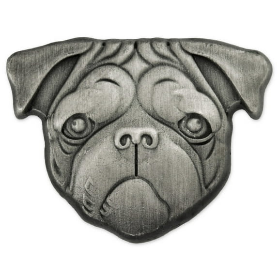PinMart's Silver 3D Pug Dog Breed Dog Lover Lapel Pin