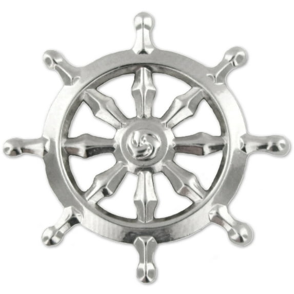 PinMart's Silver Buddhist Wheel Dharmachakra Lapel Pin