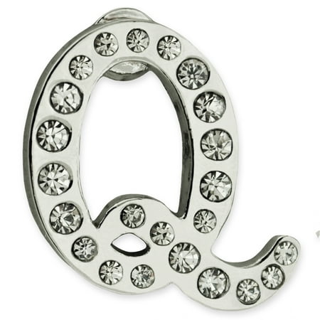 PinMart's Silver Plated Rhinestone Alphabet Letter Q Lapel Pin