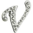 thumbnail image 1 of PinMart's Silver Plated Rhinestone Alphabet Letter V Lapel Pin, 1 of 3