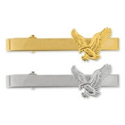 PinMart's Soaring American Eagle Tie Clip Tie Bar - Gold or Silver
