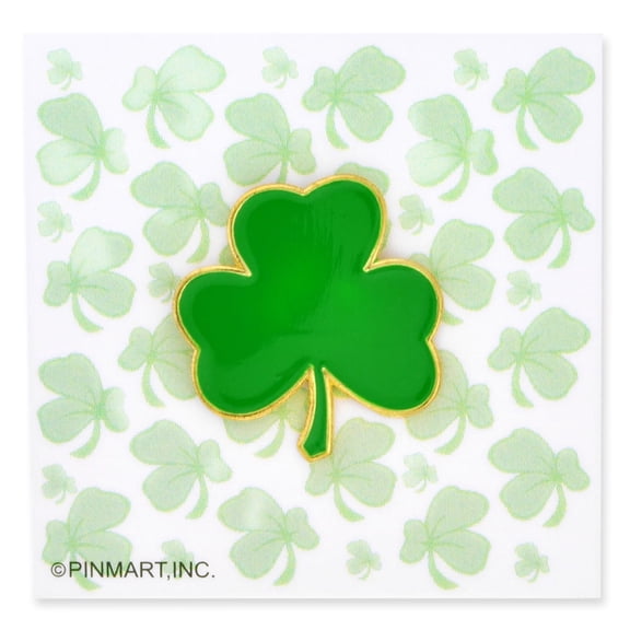 PinMart's St. Patrick's Day St Patty's Green Shamrock 3 Leaf Clover Pin on Card - 25 PACK