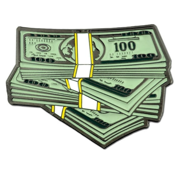 PinMart Stack of $100 Dollar Bills Money Trendy Enamel Lapel Pin - Nickel Plated Enamel, Single or Bulk Pack