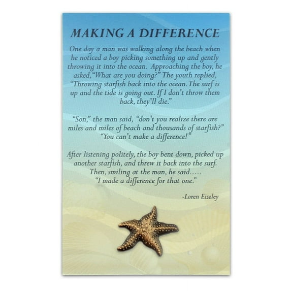 PinMart's Starfish Lapel Pin - On a Starfish Story Gift Card - Make a Difference