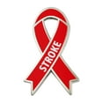 thumbnail image 1 of PinMart's Stroke Red Awareness Ribbon Enamel Lapel Pin - 10 Pack, 1 of 4
