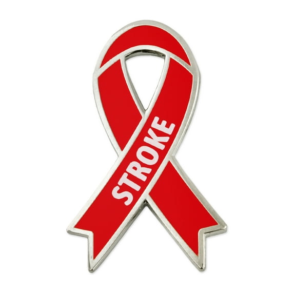 PinMart's Stroke Red Awareness Ribbon Enamel Lapel Pin