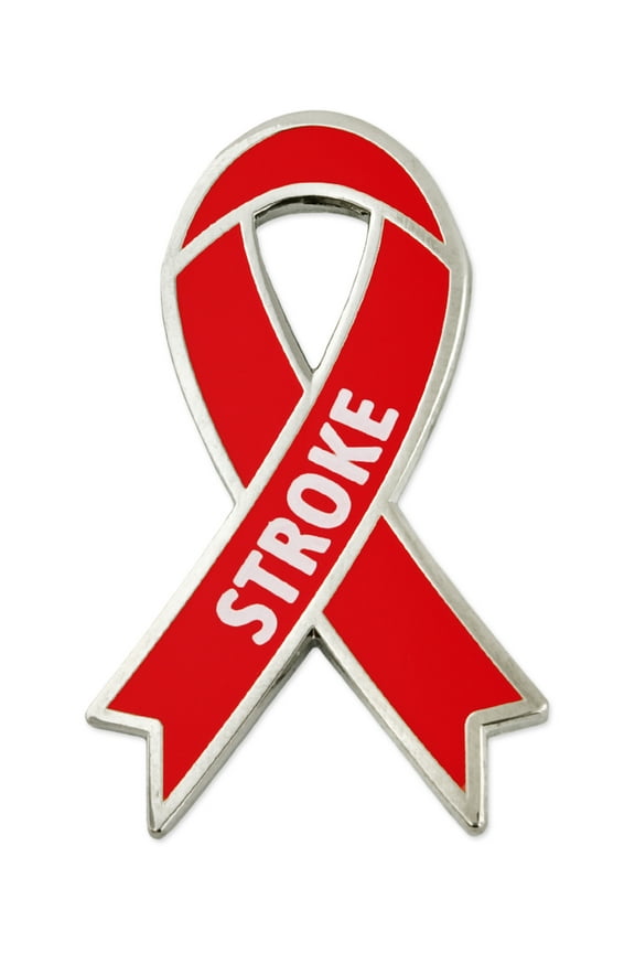 's Stroke Red Awareness Ribbon Enamel Lapel Pin
