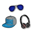 thumbnail image 1 of PinMart's Swag Snapback Headphones Aviators Trendy Enamel Lapel Pin Set, 1 of 5