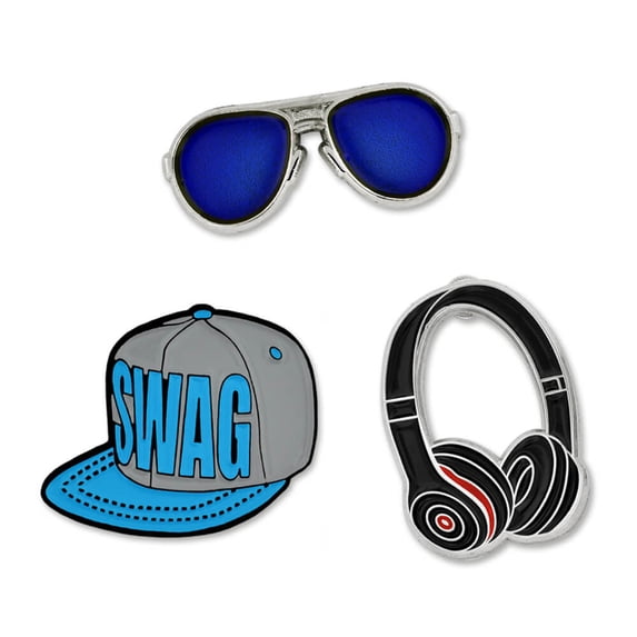 PinMart's Swag Snapback Headphones Aviators Trendy Enamel Lapel Pin Set