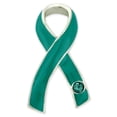 thumbnail image 1 of PinMart's Teal Awareness Ribbon with Rhinestone Enamel Lapel Pin, 1 of 3