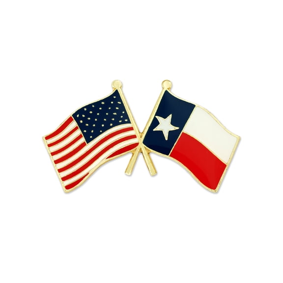 PinMart's Texas and USA Crossed Friendship Flag Enamel Lapel Pin