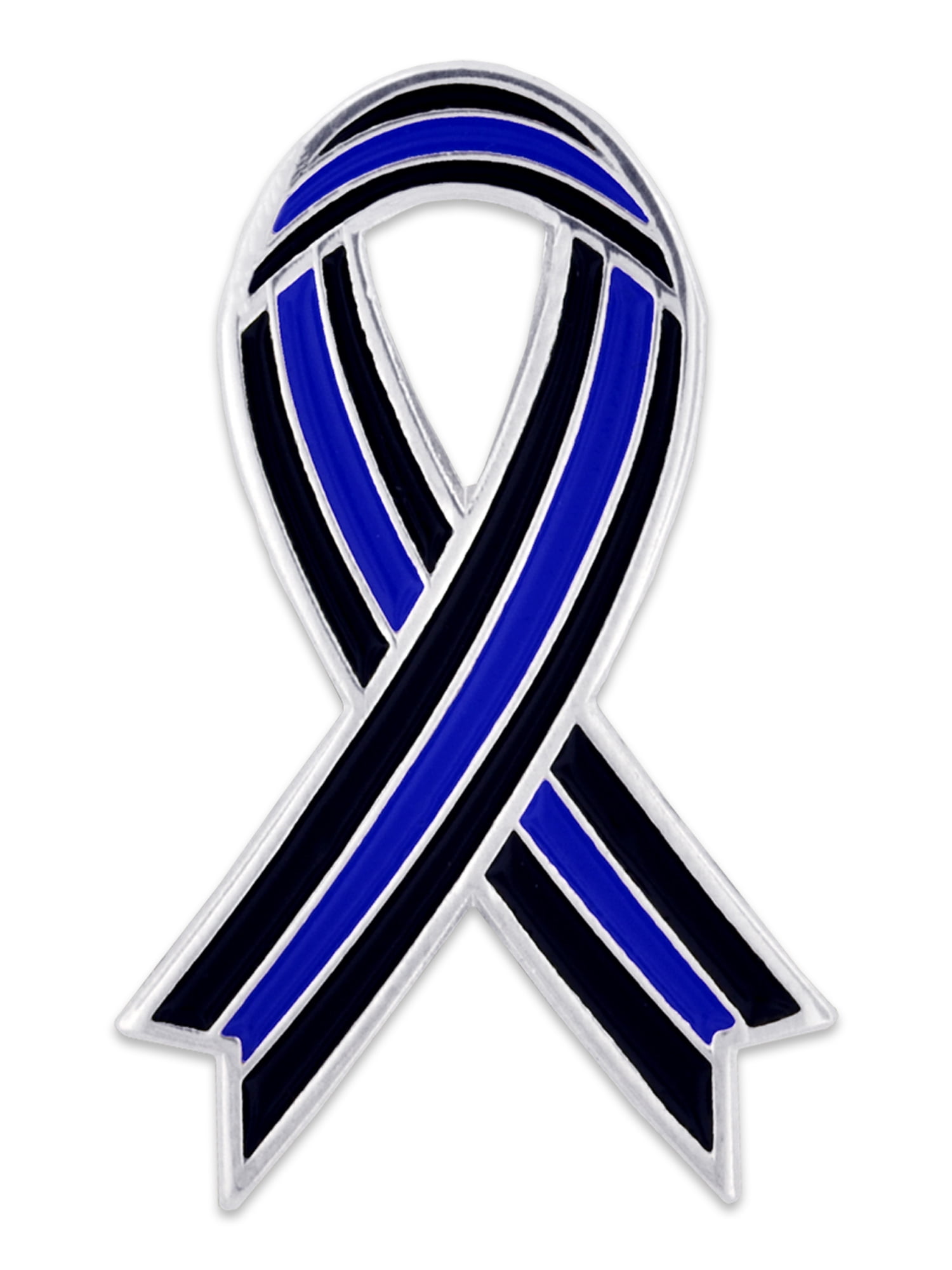 PinMart's Thin Blue Line Police Officer Awareness Ribbon Enamel Lapel ...