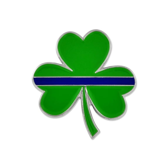 PinMart's Thin Blue Line Shamrock St. Patrick's Day Police Enamel Lapel Pin - 5 Pack
