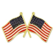 PinMart's USA Crossed American Flags Patriotic Enamel Lapel Pin