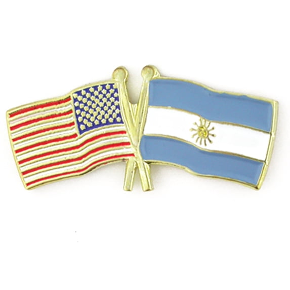 PinMart's USA and Argentina Crossed Friendship Flag Enamel Lapel Pin