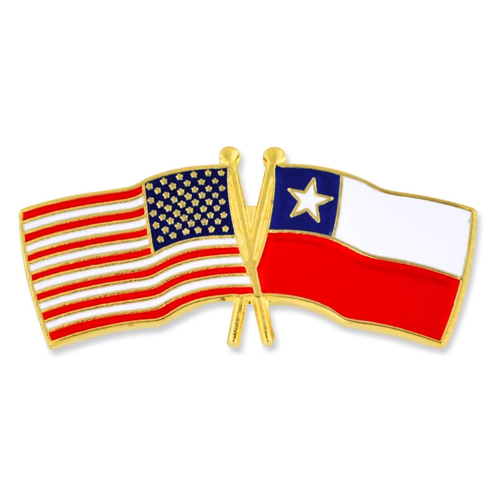 PinMart's USA and Chile Crossed Friendship Flag Enamel Lapel Pin