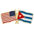 thumbnail image 1 of PinMart's USA and Cuba Crossed Friendship Flag Enamel Lapel Pin, 1 of 3