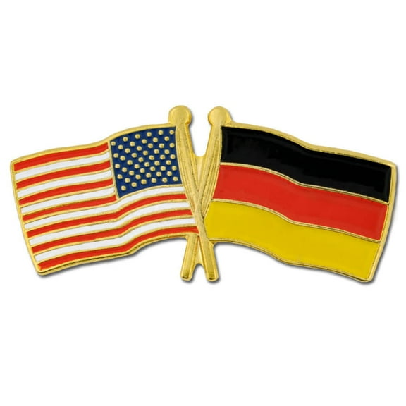 PinMart‘s USA and Germany Crossed Friendship Flag Enamel Lapel Pin - Country Flags Pins For Hats, Jackets, and Backpacks