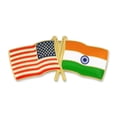 thumbnail image 1 of PinMart's USA and India Crossed Friendship Flag Enamel Lapel Pin, 1 of 2