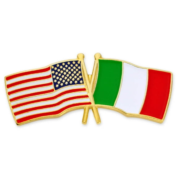 PinMart's USA and Italy Crossed Friendship Flag Enamel Lapel Pin