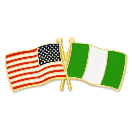 PinMart's USA and Nigeria Crossed Friendship Flag Enamel Lapel Pin