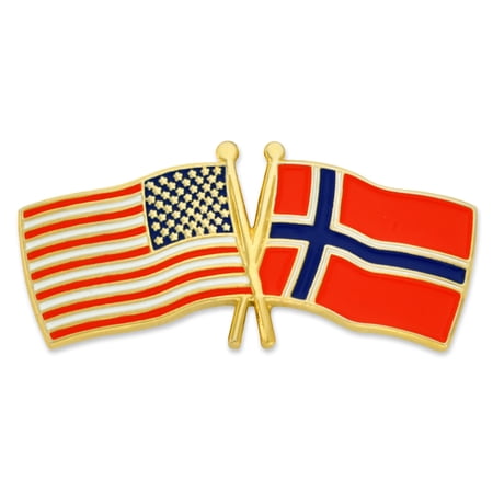 PinMart's USA and Norway Crossed Friendship Flag Enamel Lapel Pin