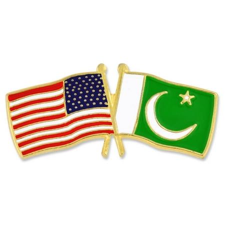 PinMart's USA and Pakistan Crossed Friendship Flag Enamel Lapel Pin