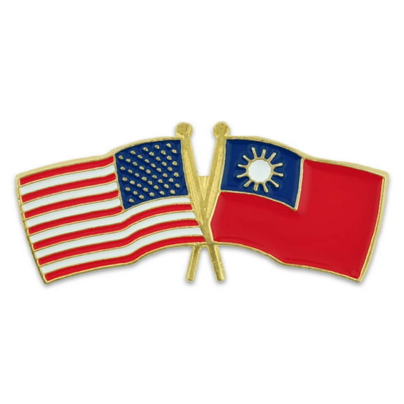 PinMart's USA and Taiwan Crossed Friendship Flag Enamel Lapel Pin