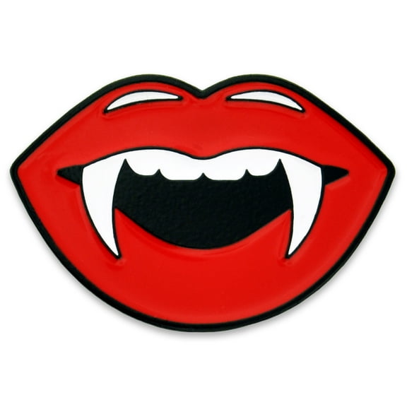 PinMart's Vampire Lips With Fangs Halloween Enamel Lapel Pin