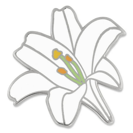 PinMart's White Lily Flower Boutineer Cute Trendy Enamel Lapel Pin
