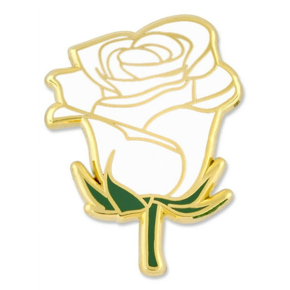 PinMart's White Rose Flower Boutineer Trendy Enamel Lapel Pin