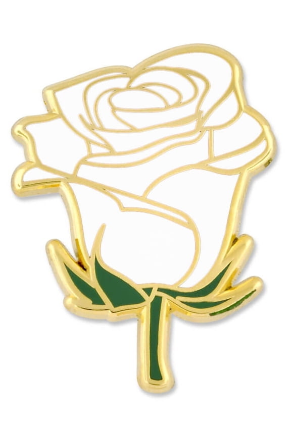 's White Rose Flower Boutineer Trendy Enamel Lapel Pin