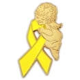 thumbnail image 1 of PinMart's Yellow Awareness Ribbon with Angel Enamel Lapel Pin, 1 of 1