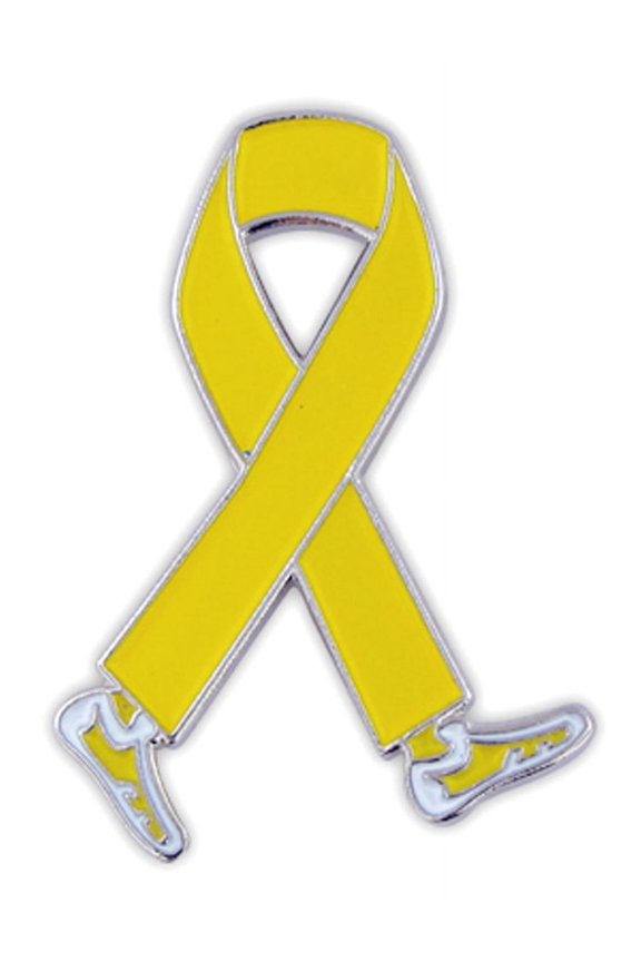 's Yellow Awareness Ribbon with Feet Enamel Lapel Pin