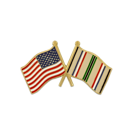 PinMarts American Flag and Desert Storm Gulf War Crossed Flag Military Lapel Pin