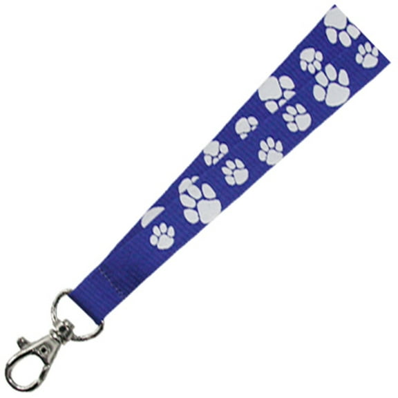 PinMarts Blue and White Paw Print School Mascot Sports Lanyard w/ Safety Release