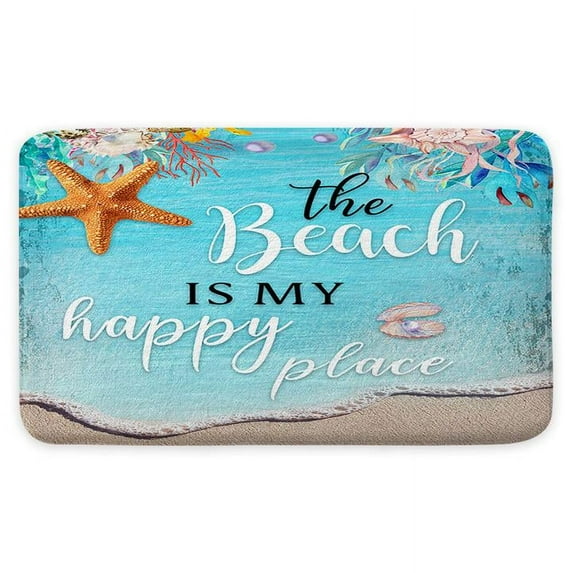 PinPai Non Slip Bath Rugs Sponge Foam for Bathroom,Ocean Beach Themed Durable Soft Flannel Mat Bright 3D Print Rug,Clearance MatS for Forlaundry Room and Kitchen
