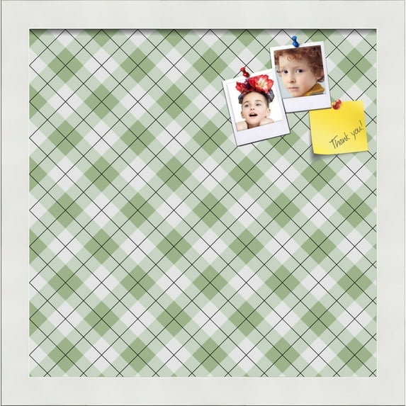 PinPix 12x12 Custom Cork Bulletin Board Argyle Lime Green Poster Board Has a Fabric Style Canvas Finish, Framed in Argyle Lime Green, by ArtToFrames (PinPix-641)