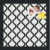 PinPix 12x12 Custom Cork Bulletin Board Black And White Waves Poster Board Has a Fabric Style Canvas Finish, Framed in Black And White Waves, by ArtToFrames (PinPix-194)