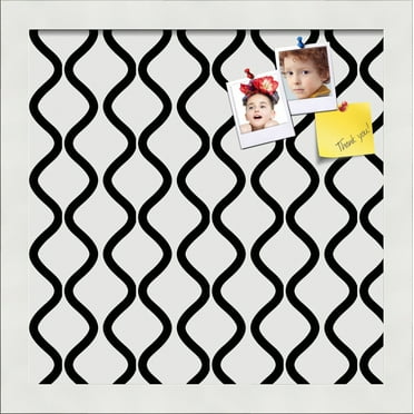 PinPix 12x12 Custom Cork Bulletin Board Black And White Waves Poster Board Has a Fabric Style Canvas Finish, Framed in Black And White Waves, by ArtToFrames (PinPix-194)