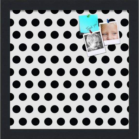 PinPix 12x12 Custom Cork Bulletin Board Black Polka Dot Poster Board Has a Fabric Style Canvas Finish, Framed in Black Polka Dot, by ArtToFrames (PinPix-200)