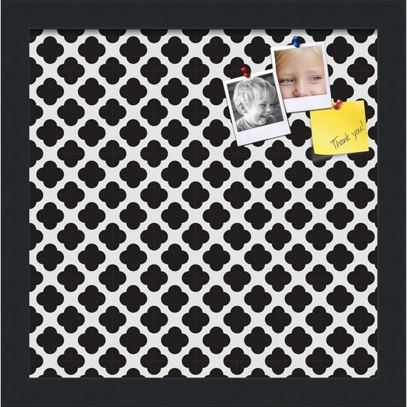 PinPix 12x12 Custom Cork Bulletin Board Black - White Clover Poster Board Has a Fabric Style Canvas Finish, Framed in Black - White Clover, by ArtToFrames (PinPix-121)