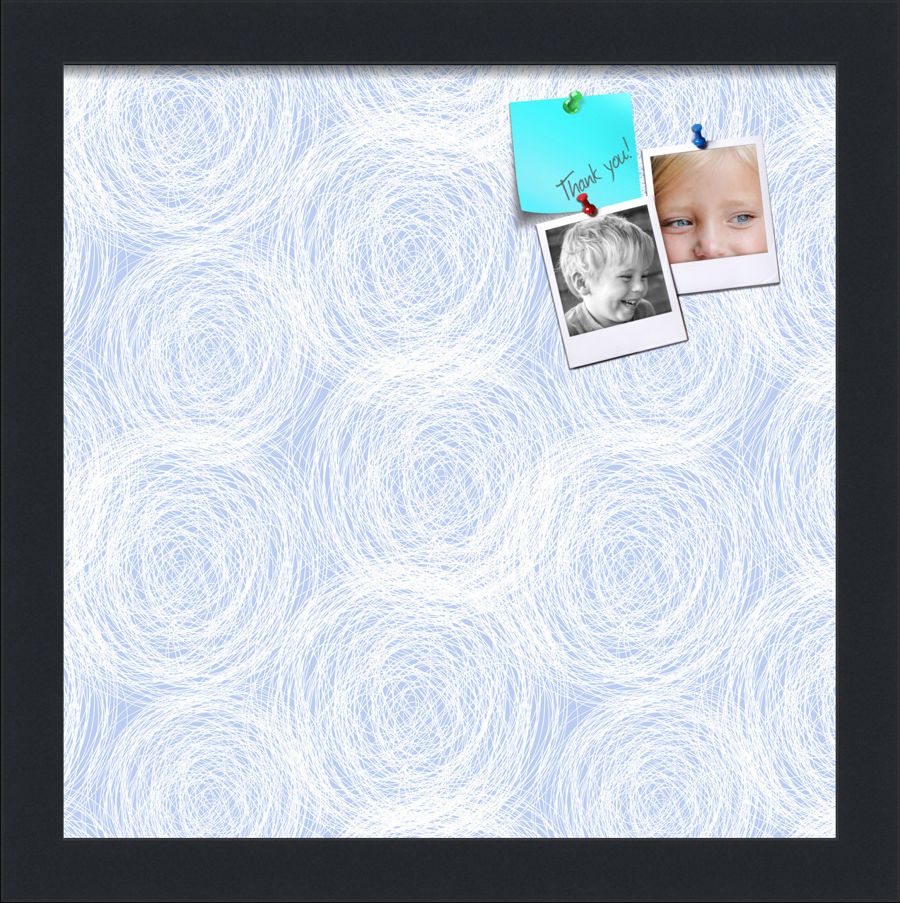 PinPix 12x12 Custom Cork Bulletin Board Circles Sketch Mill White Poster Board Has a Fabric Style Canvas Finish, Framed in Circles Sketch Mill White, by ArtToFrames (PinPix-1927)